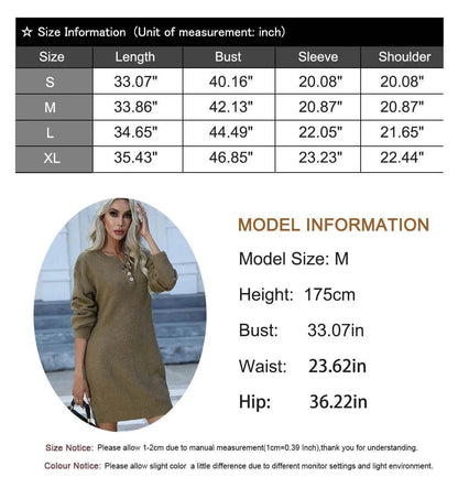 Autumn Winter Knitted Pullover Mini Sweater Dress
