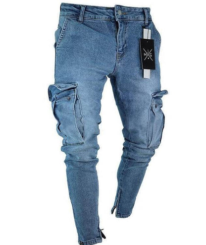 Cargo Hole Denim Jeans Men pant slim fitted