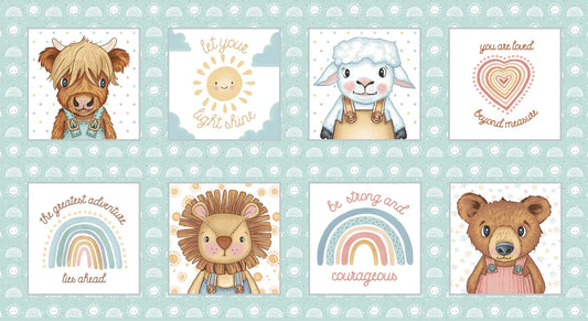Boho Buddies - Lt. Teal Animal Panel - 1723P-16
