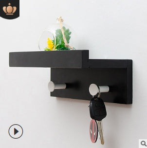 Bamboo Wall Shelf with Hooks – Creative Word Partition Floating Storage & Display Rack