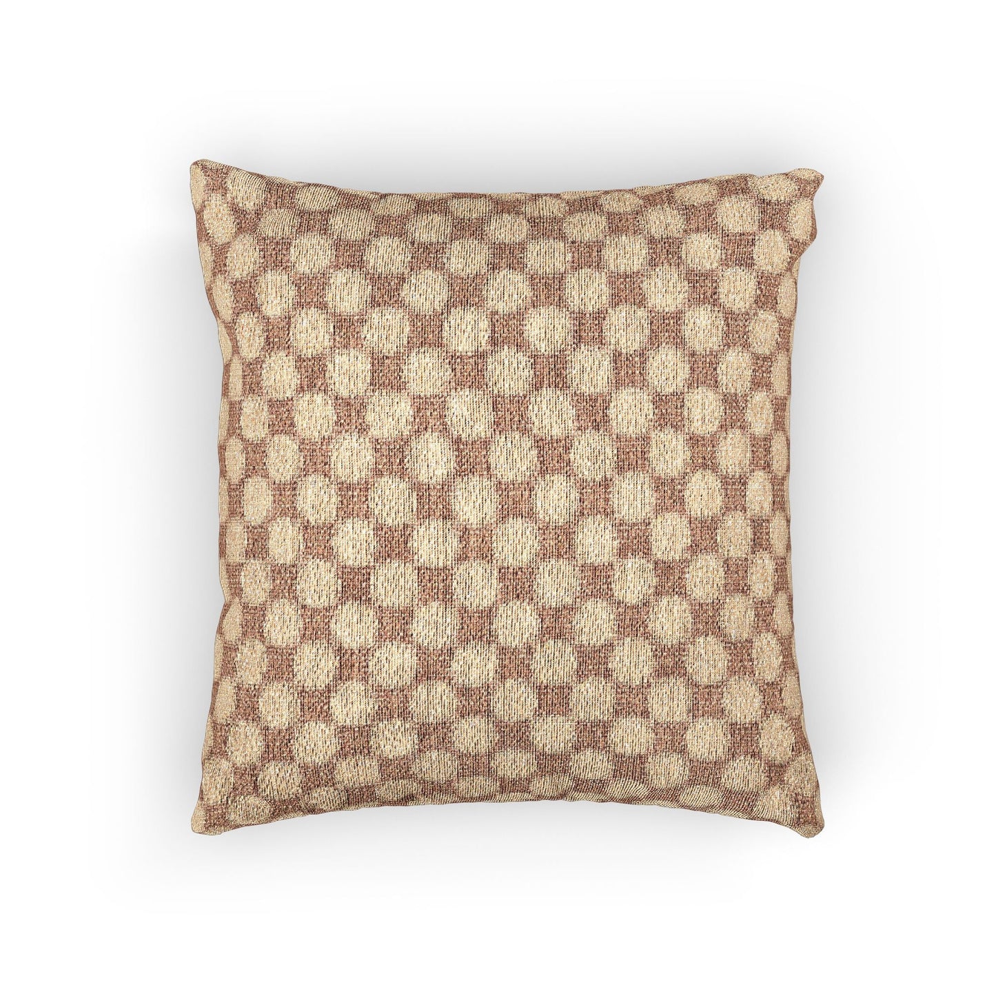 Woven Checkered Pattern Pillow | Neutral Brown Geometric Throw Pillow