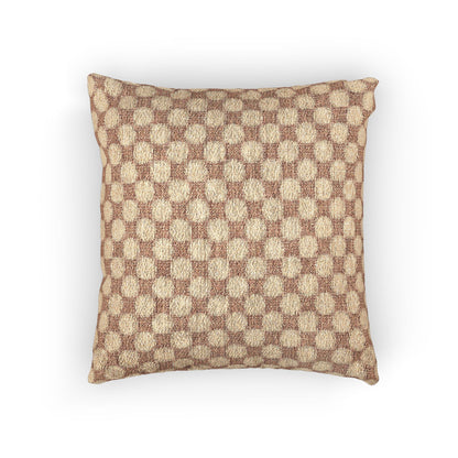 Woven Checkered Pattern Pillow | Neutral Brown Geometric Throw Pillow