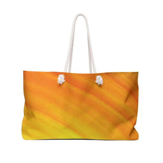 Sac de voyage grand format dégradé coucher de soleil | Grand cabas de plage jaune orange