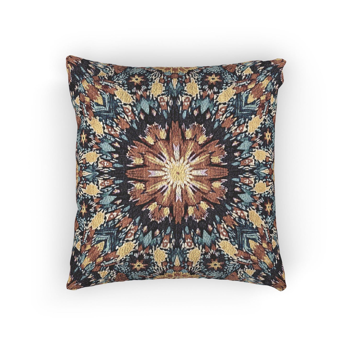 Geometric Mandala Woven Pillow | Boho Mosaic Throw Pillow