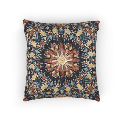Geometric Mandala Woven Pillow | Boho Mosaic Throw Pillow