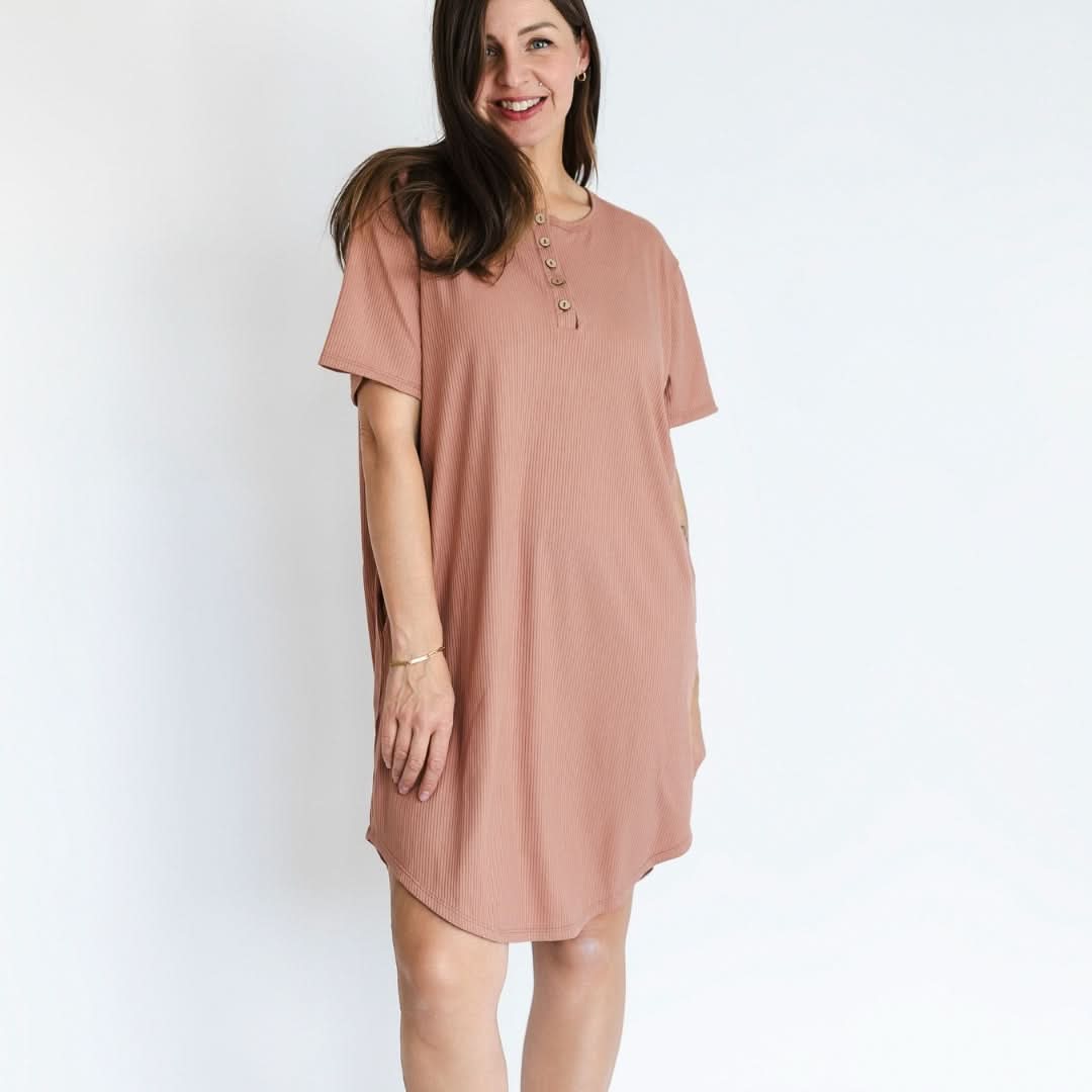 Ladies’ Bamboo Winslow Dress with Placket | Terracotta Rib