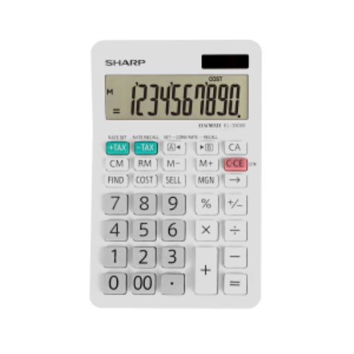 SHARP EL330W Twin Power XL 10-digit Display