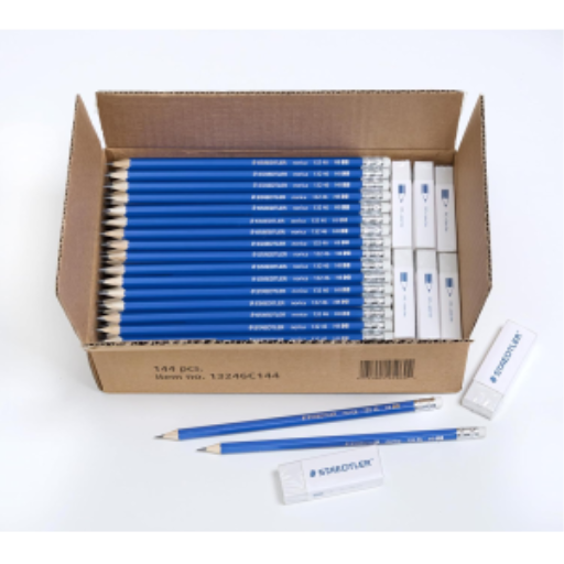 Staedtler Norica Graphite HB2 Pencils - Set Of 144 Pencils, 12 Eraser Caps