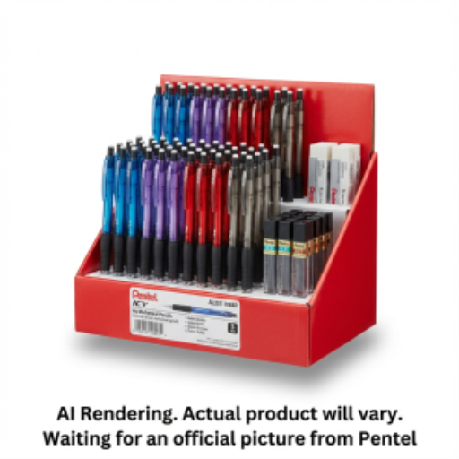 Icy Mechanical Pencil Assorted Open Stock Display, Pencils 72PCS, Refills 24PCS, Erasers 12PCS