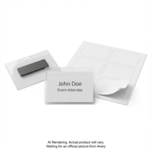 Avery Laser/Inkjet Magnetic Style 3" x 4" Name Badge Kit (Inserts, Holders), 48/box