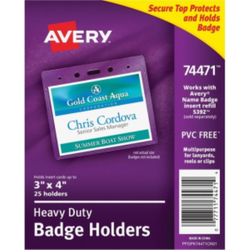 NAME BADGE LABELS, NAME BADGE HOLDERS, HORIZONTAL, 3"