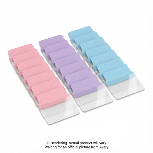 Onglets inscriptibles Avery UltraTabs multi-usages, couleurs pastel, rose, lavande, bleu clair, paquet de 48