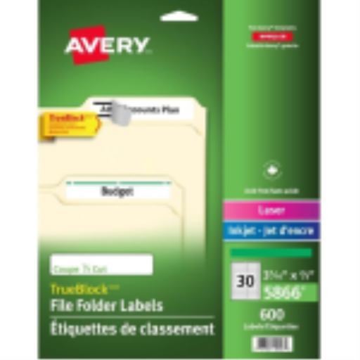 5866 FILING LABELS, TRUEBLOCK, 37/16" X 2/3", PERMANENT, GR