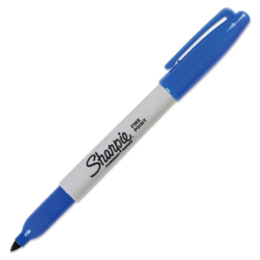 Marqueur permanent Sharpie, pointe fine, bleu, 1 unité