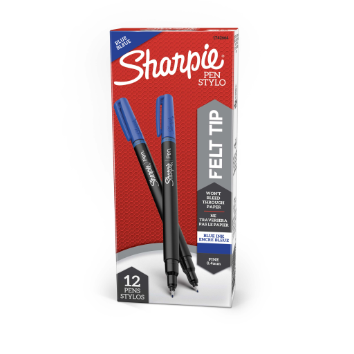 Stylo Sharpie, Pointe Feutre, Pointe Fine (0,4 mm), Bleu, 1 Unité