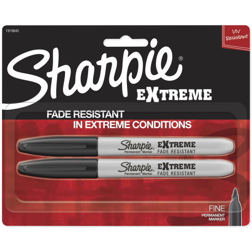 Marqueurs permanents Sharpie Extreme, pointe fine, noirs, paquet de 2