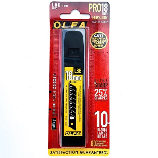 Lames sécables noires OLFA LBB-10B de 18 mm, paquet de 10