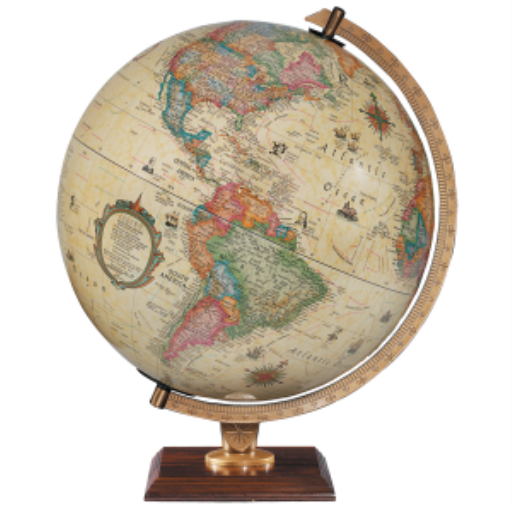 Carlyle  12"/30cm Diameter Antique Ocean Illuminated Desk Globe (French)