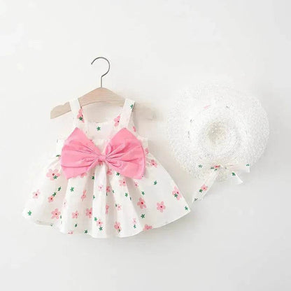 Casual Newborn Baby girl Printed Bow Princess Dress