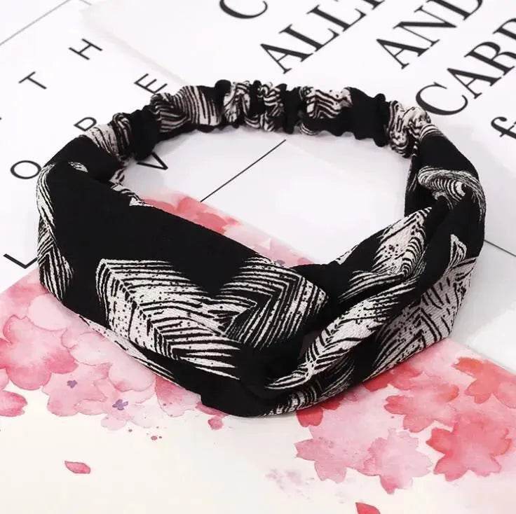 Bandeau croisé à nœud pour femme style rétro, imprimé floral