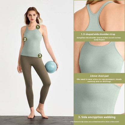 yoga clothes sleeveless Vest With Chest Pad Workout Top