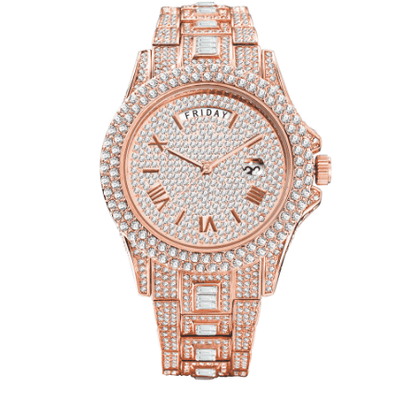 Montre entièrement sertie de cristaux glacés
