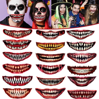 18 Pieces Of Scary And Realistic Design Halloween Temporary Tattoo Stickers