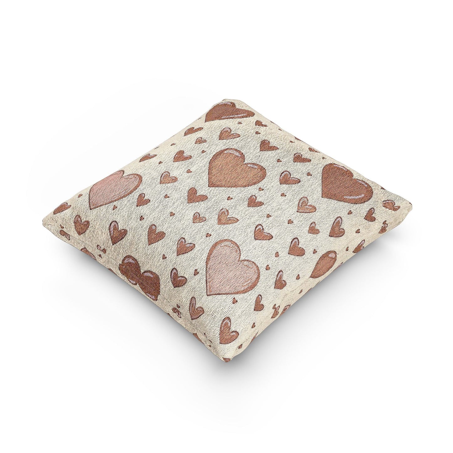 Pink Heart Pattern Woven Pillow | Boho Valentine Home Decor