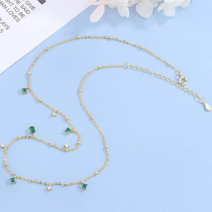 Generous water drop emerald zircon necklace