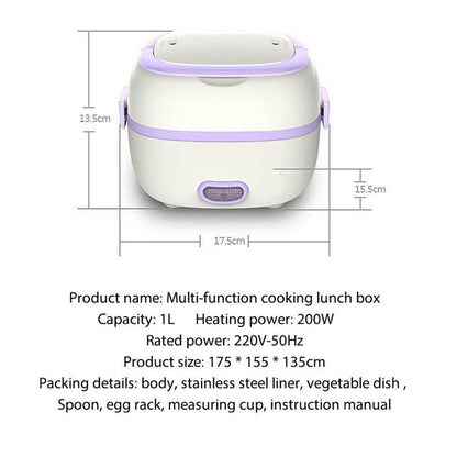 Multi-Function Electric Cooking Lunch Box – Portable & Heated