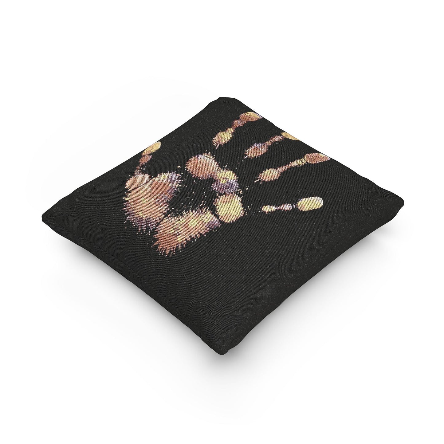 Metallic Handprint Woven Pillow | Boho Accent Throw Pillow