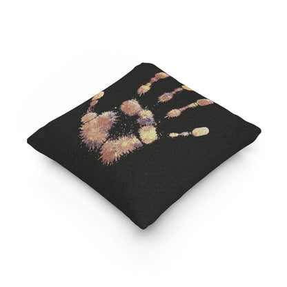 Metallic Handprint Woven Pillow | Boho Accent Throw Pillow