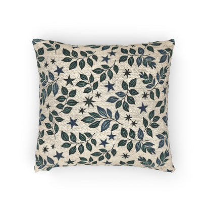 Leaf and Star Pattern Woven Pillow | Botanical Throw Cushion