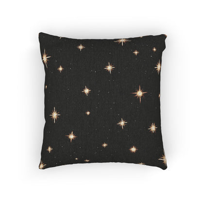 Starry Night Sparkle Woven Pillow | Black Cross-Stitch Stars