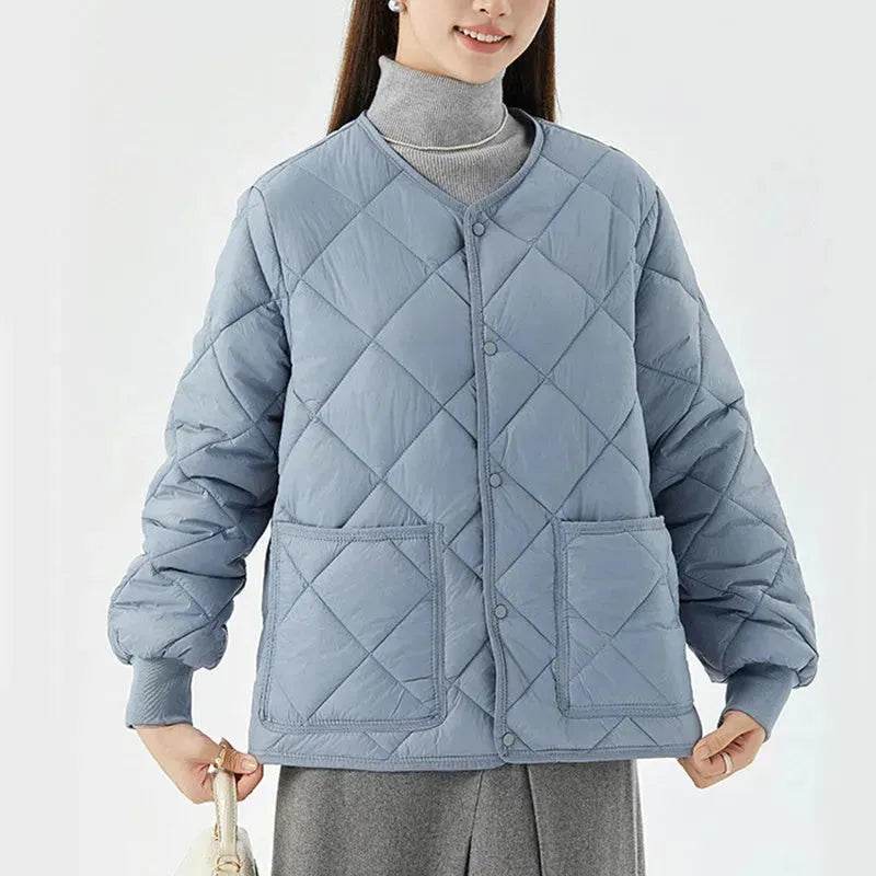 Quilted Padded Coat Winter Jacket With Pockets Lightweight Outerwear For Women's Clothing