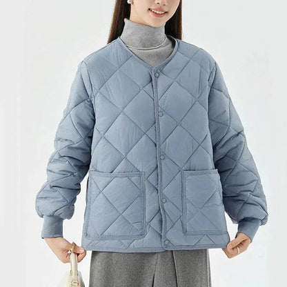 Quilted Padded Coat Winter Jacket With Pockets Lightweight Outerwear For Women's Clothing