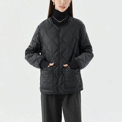 Quilted Padded Coat Winter Jacket With Pockets Lightweight Outerwear For Women's Clothing