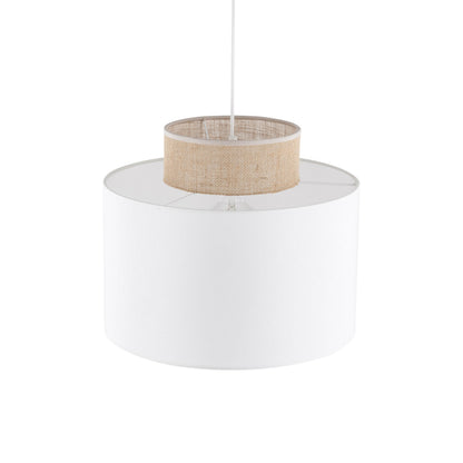 Duo White Jute Scandinavian Pendant Ceiling Light for Kitchen Island, Dining Room & Natural Interiors