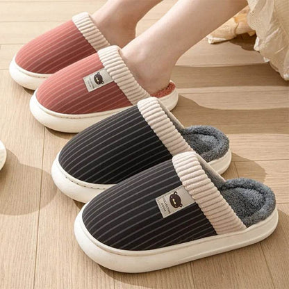 Striped Slippers – Non-Slip Warm Wear-Resistant Footwear