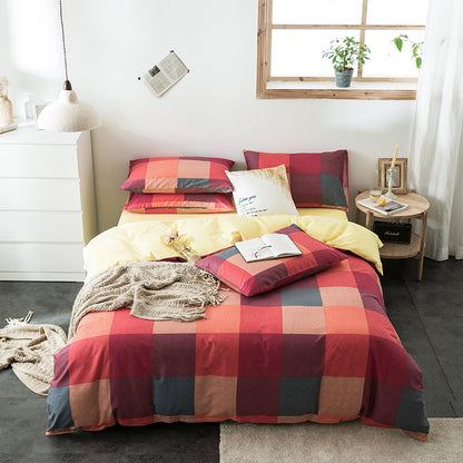 100% Cotton Geometric Bedding Set – Quilted Reactive Print Sheet & Duvet Cover Set