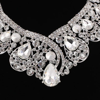 Alloy Rhinestone Wedding Dress WY Crystal Necklace Earrings Two Sets
