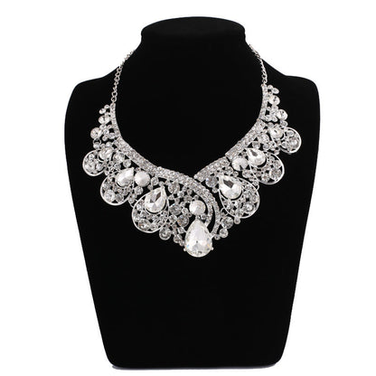 Alloy Rhinestone Wedding Dress WY Crystal Necklace Earrings Two Sets