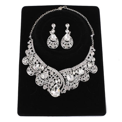 Alloy Rhinestone Wedding Dress WY Crystal Necklace Earrings Two Sets