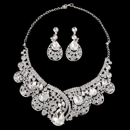 Alloy Rhinestone Wedding Dress WY Crystal Necklace Earrings Two Sets