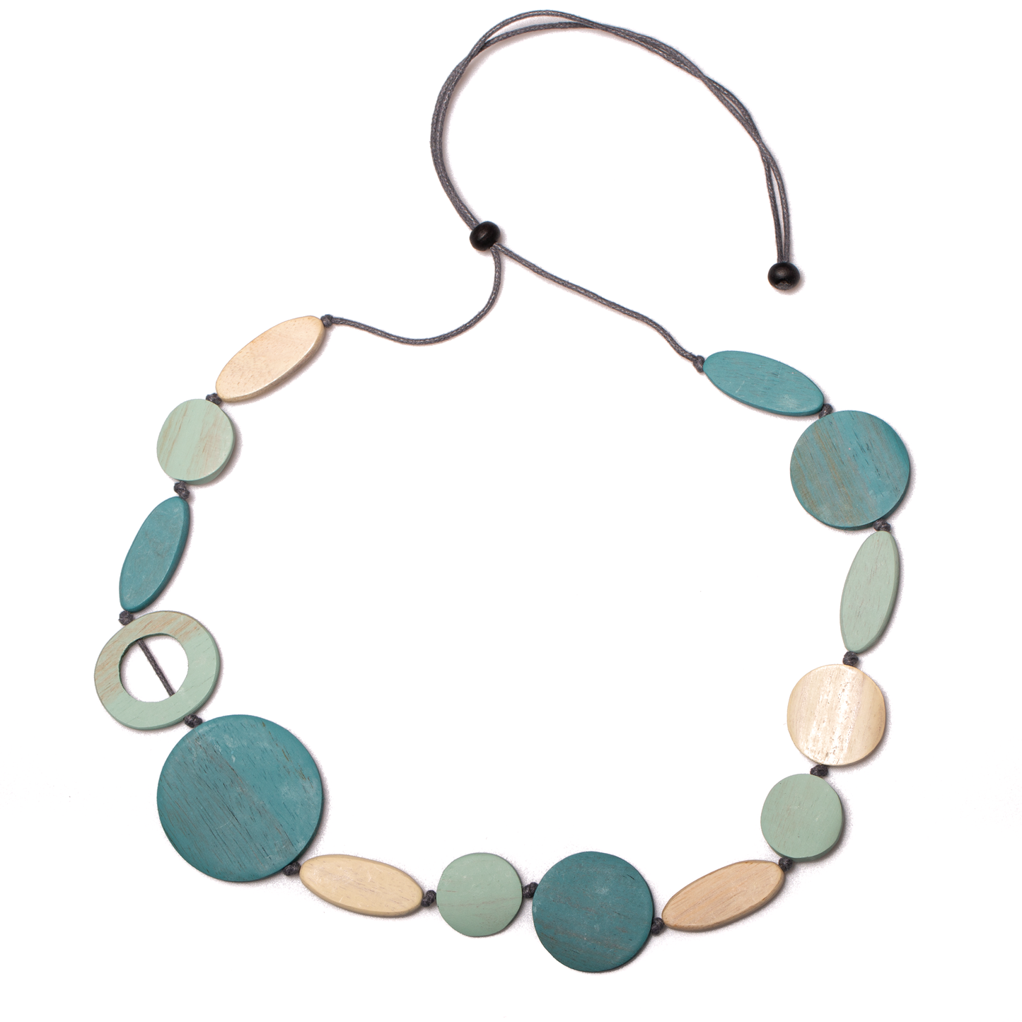 Long Mixed Shape Wooden Necklace
