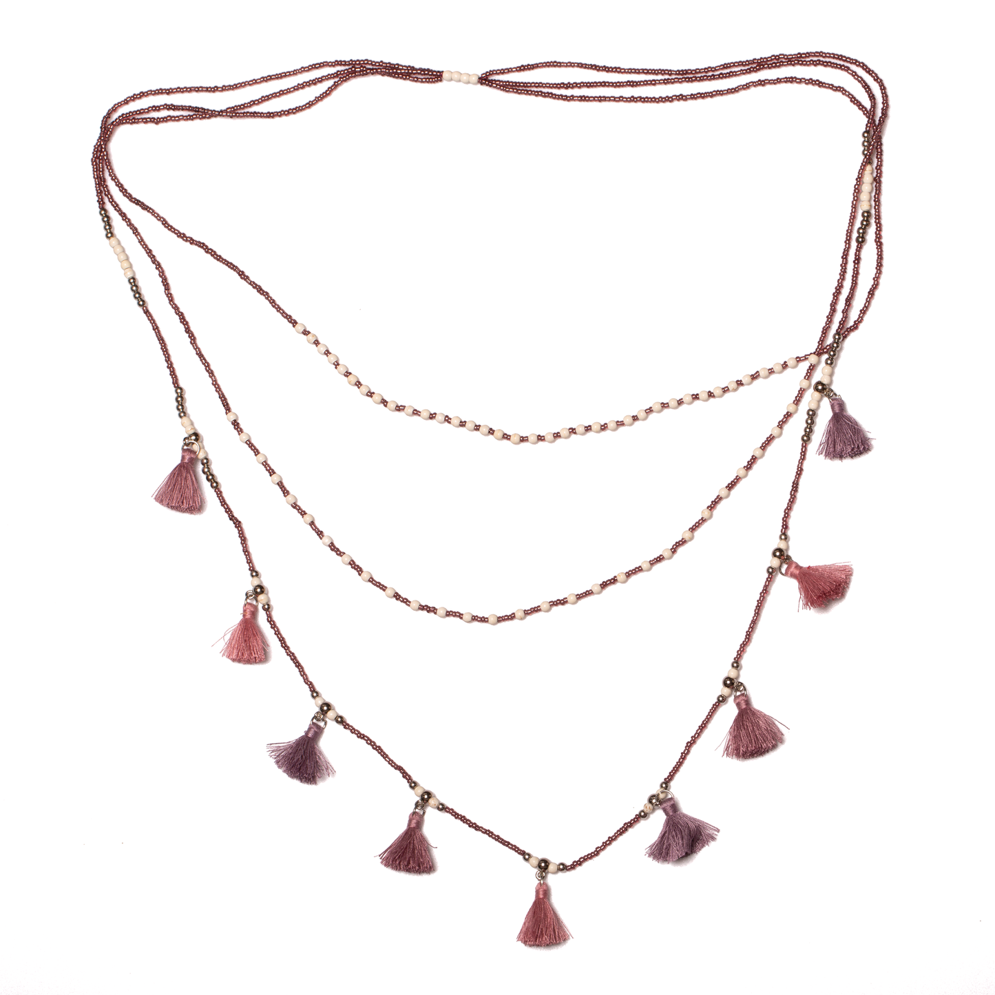 Triple Strand Tassel Necklace