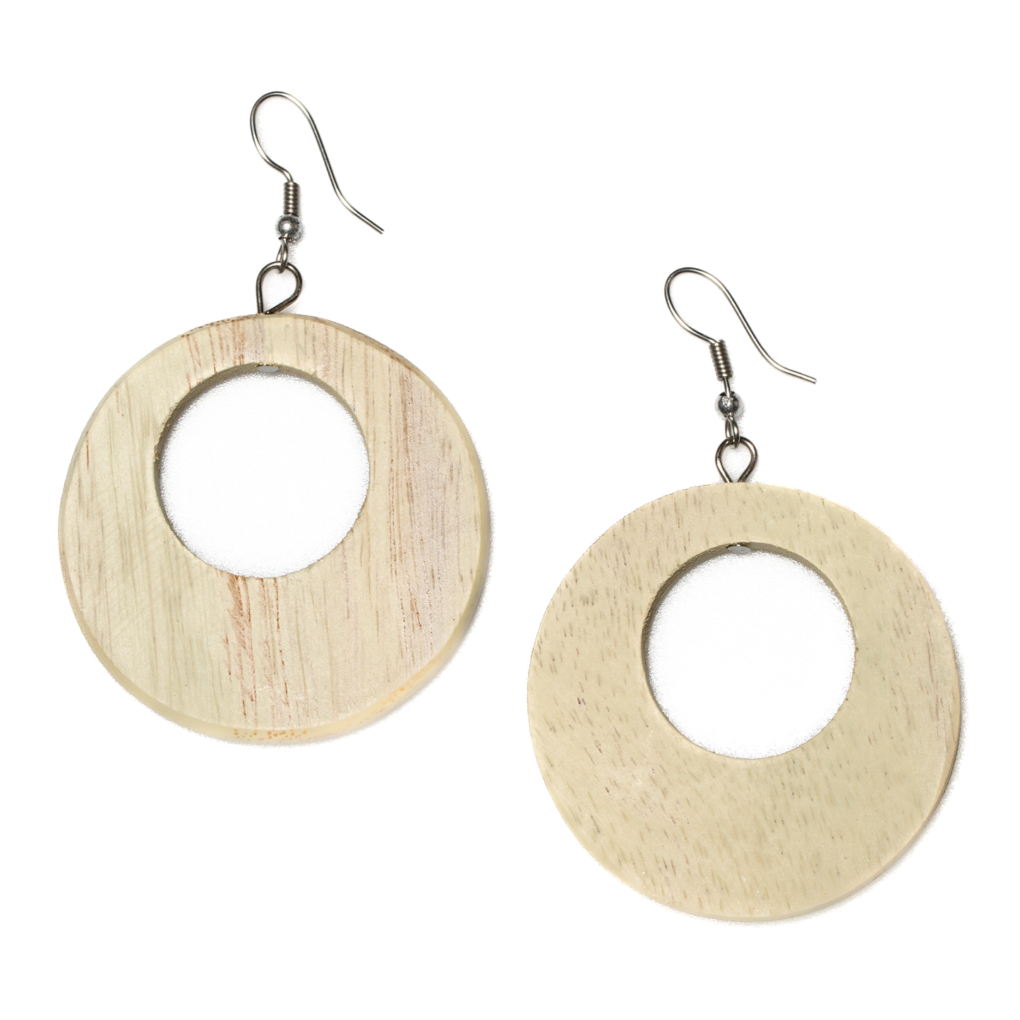 Round Wooden Hoop Earring