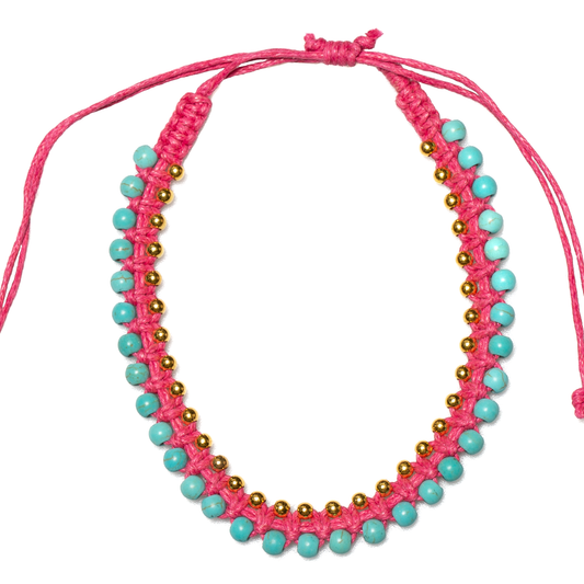 Chaîne de cheville perles turquoises