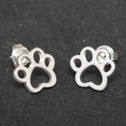Paw Stud Earring - Silver Plate