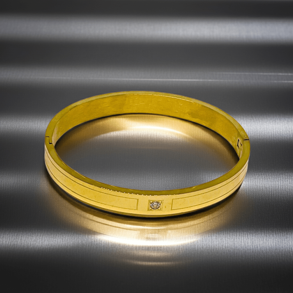 18K Gold Plated Stone bangle